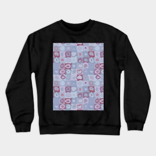 Frozen Cranberry  - Retro Geometric Wobbly Square Grid Pattern Crewneck Sweatshirt